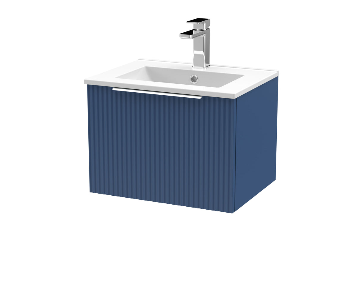 Hudson Reed Fluted 500mm 1 Drawer Wall Hung Vanity Unit With Minimalist Basin