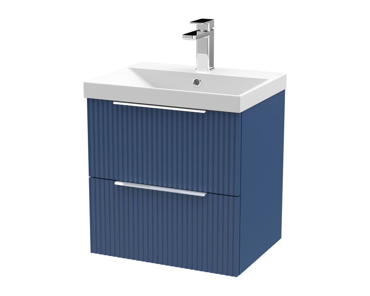 Hudson Reed Fluted 500mm 2 Drawer Wall Hung Vanity Unit With Thin Edge Basin