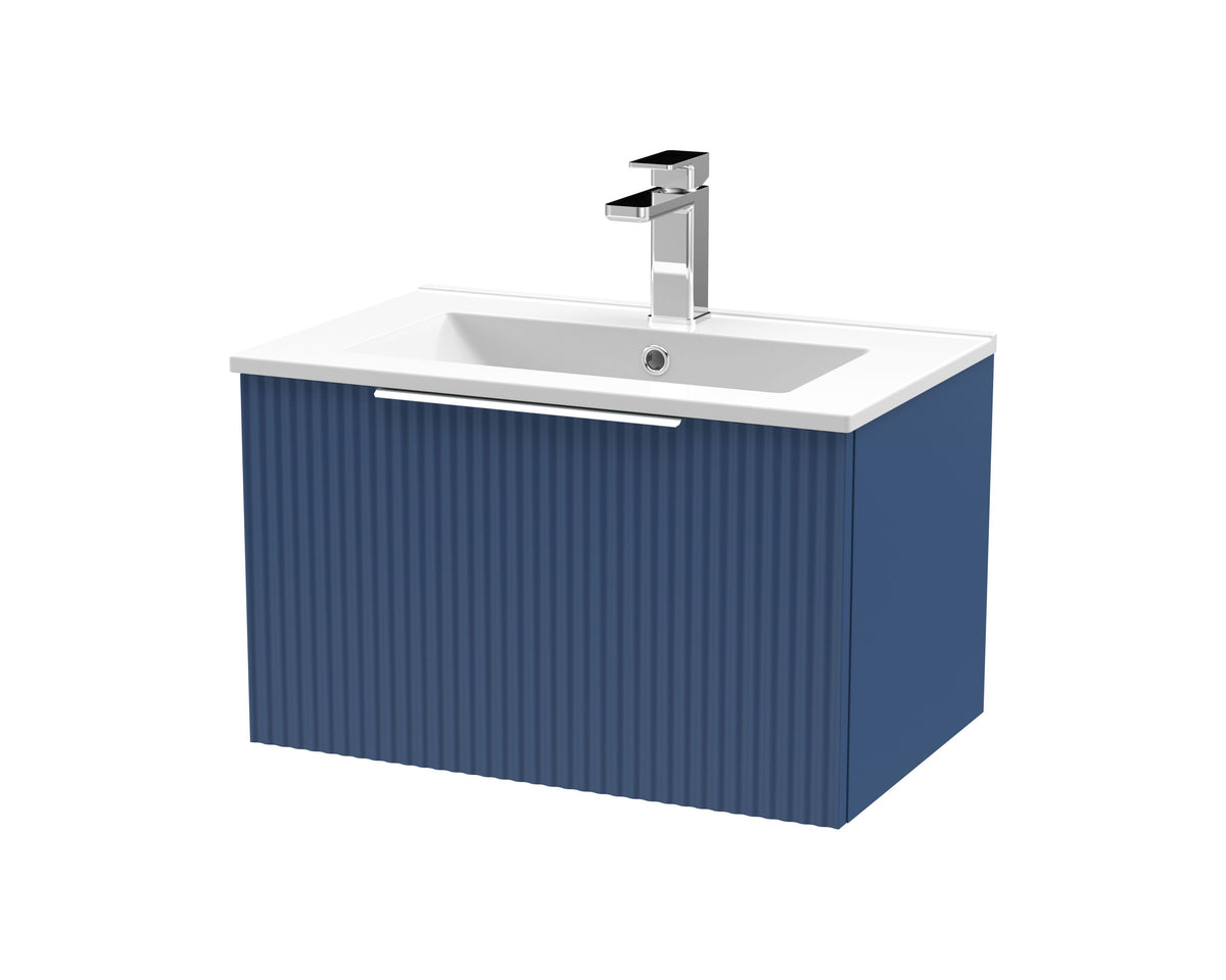Hudson Reed Fluted 600mm 1 Drawer Wall Hung Vanity Unit With Minimalist Basin