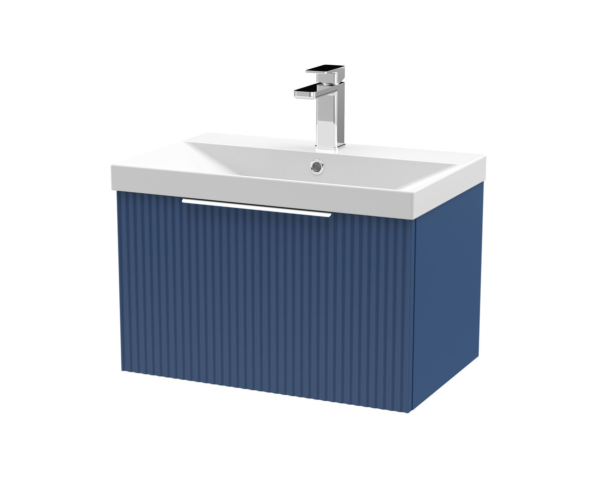 Hudson Reed Fluted 600mm 1 Drawer Wall Hung Vanity Unit With Thin Edge Basin