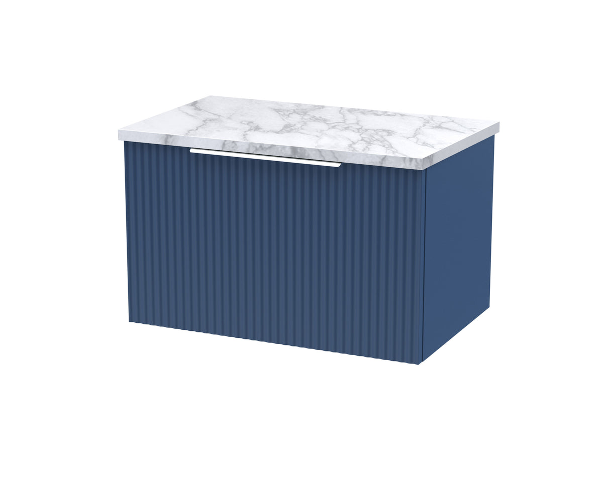 Hudson Reed Fluted 600mm 1 Drawer Wall Hung Vanity Unit With Carrara Laminate Worktop