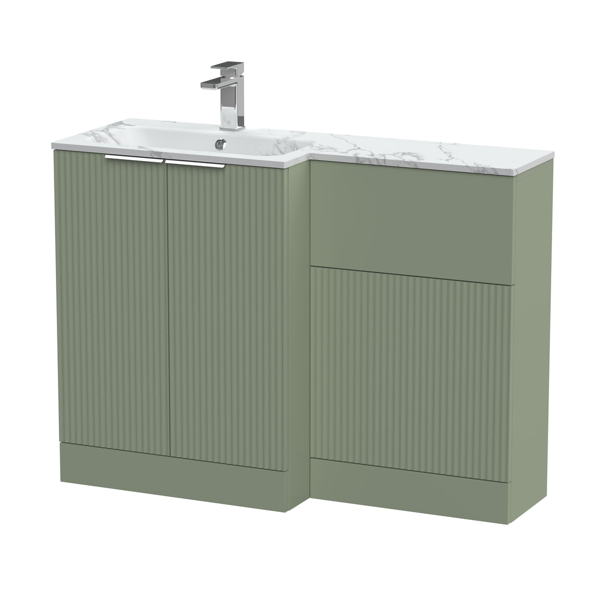 Hudson Reed Fluted 1100mm Left-Hand 2 Door Floor Standing Combination Unit With Stone Basin