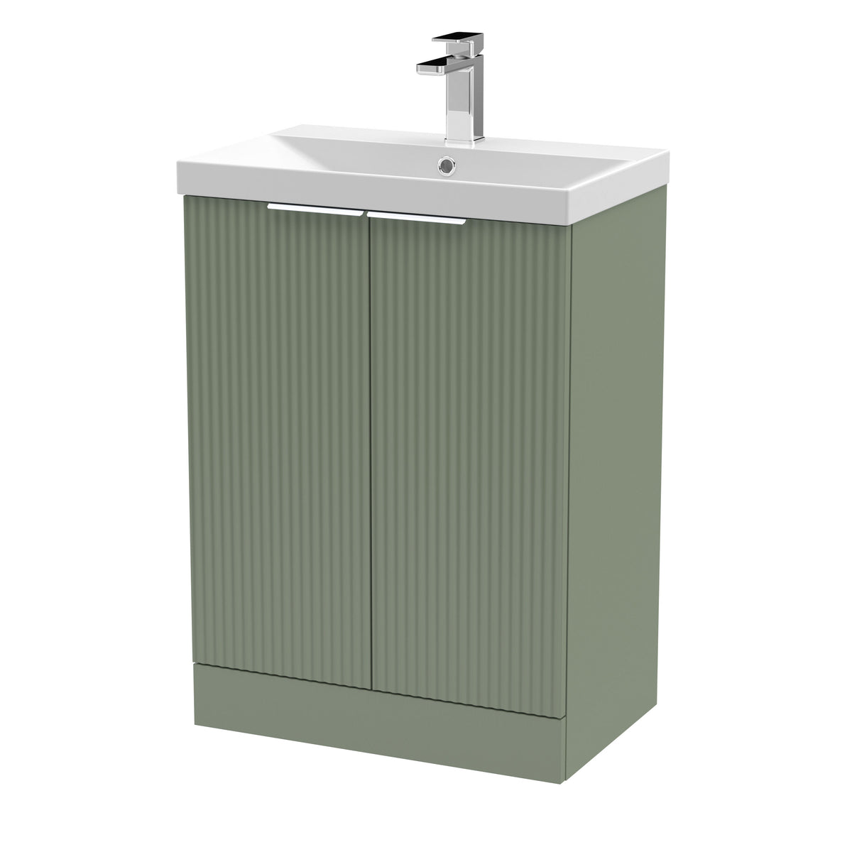 Hudson Reed Fluted 600mm 2 Door Floor Standing Vanity Unit With Thin Edge Basin