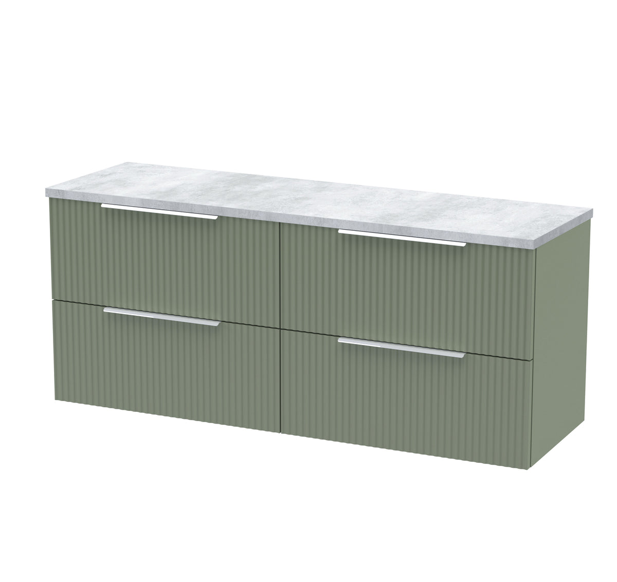 Hudson Reed Fluted 1200mm 4 Drawer Wall Hung Vanity Unit With Bellato Grey Worktop