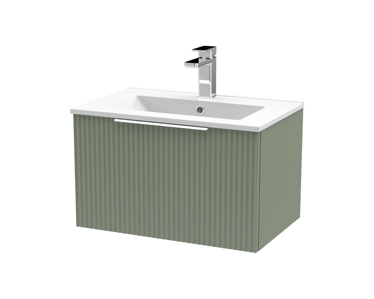 Hudson Reed Fluted 600mm 1 Drawer Wall Hung Vanity Unit With Minimalist Basin