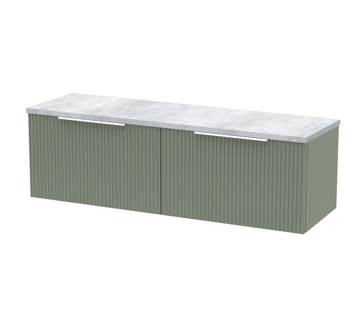 Hudson Reed Fluted 1200mm 2 Drawer Wall Hung Vanity Unit With Bellato Grey Worktop