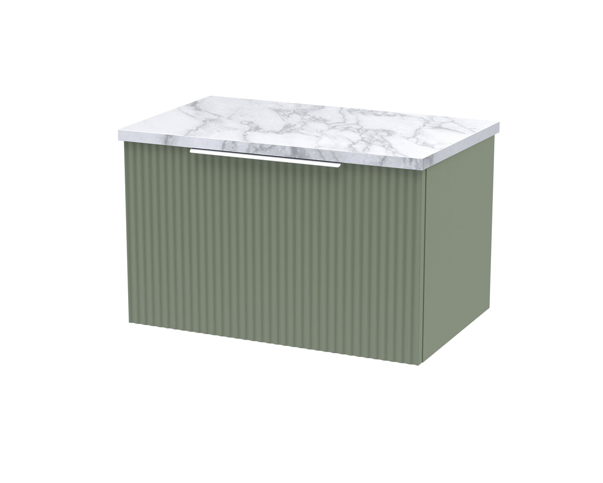 Hudson Reed Fluted 600mm 1 Drawer Wall Hung Vanity Unit With Carrara Laminate Worktop