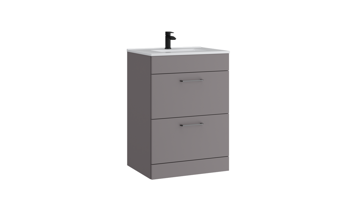 Dove 600mm 2 Drawer Floor Standing Unit Slate Grey - DOV600FSDR-SG