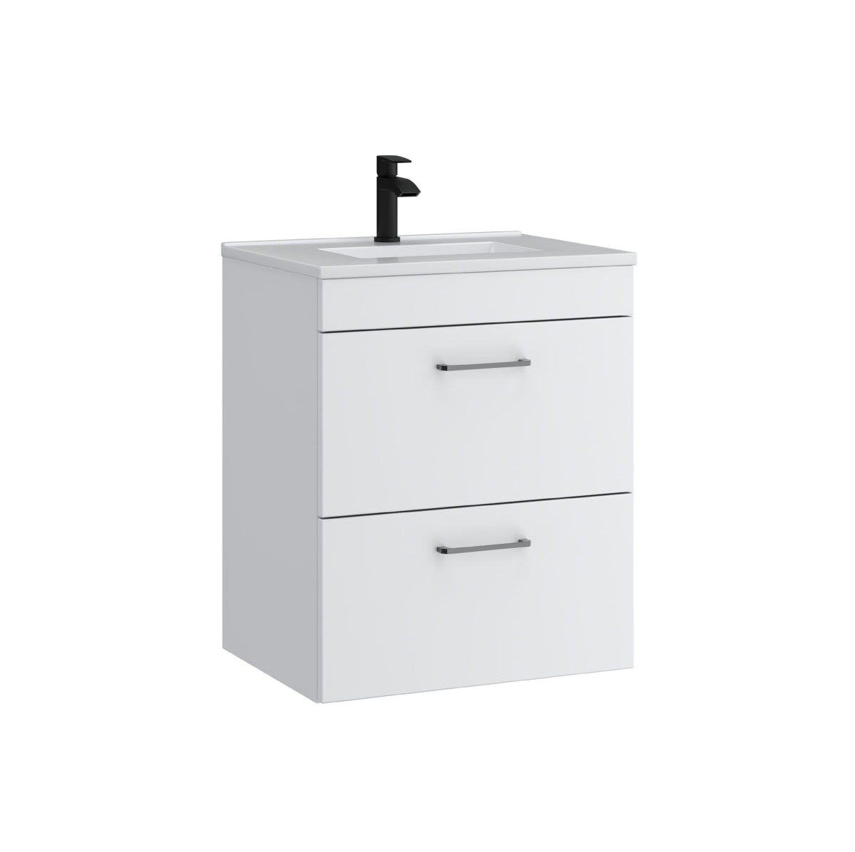Dove 600mm 2 Drawer Wall Mounted Unit Matt White - DOV600WMDR-SW