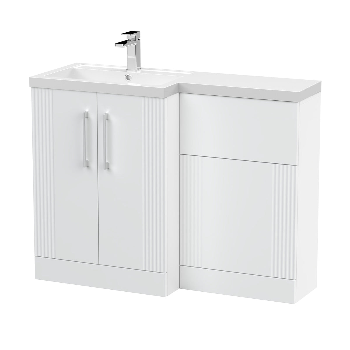Nuie Deco 1100mm x 390mm Left Hand Combination Unit With Polymarble Basin