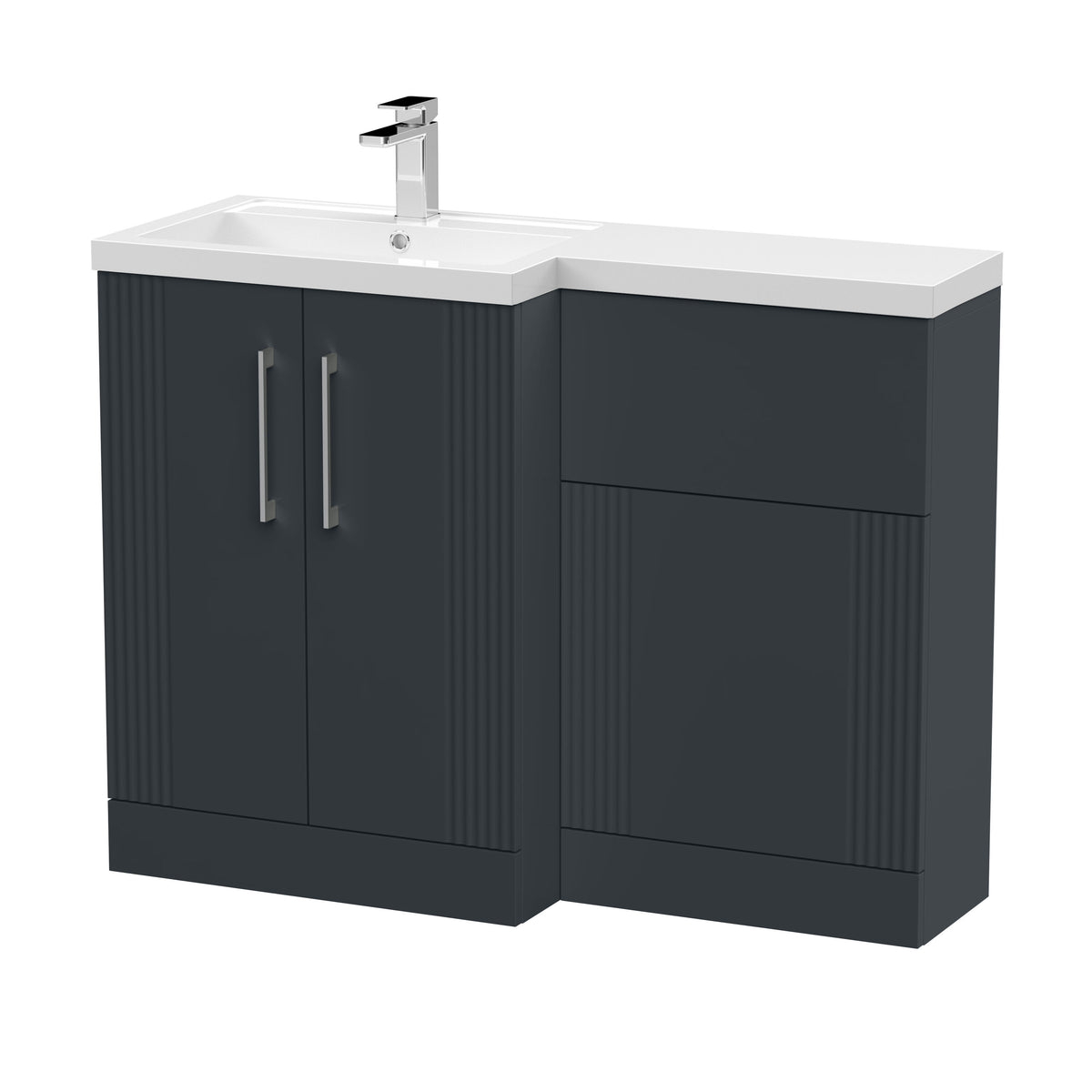 Nuie Deco Satin 1100mm x 390mm Left Hand Combination Unit With Polymarble Basin