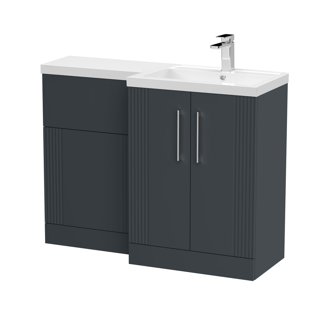 Nuie Deco Satin 1100mm x 390mm Right Hand Combination Unit With Polymarble Basin