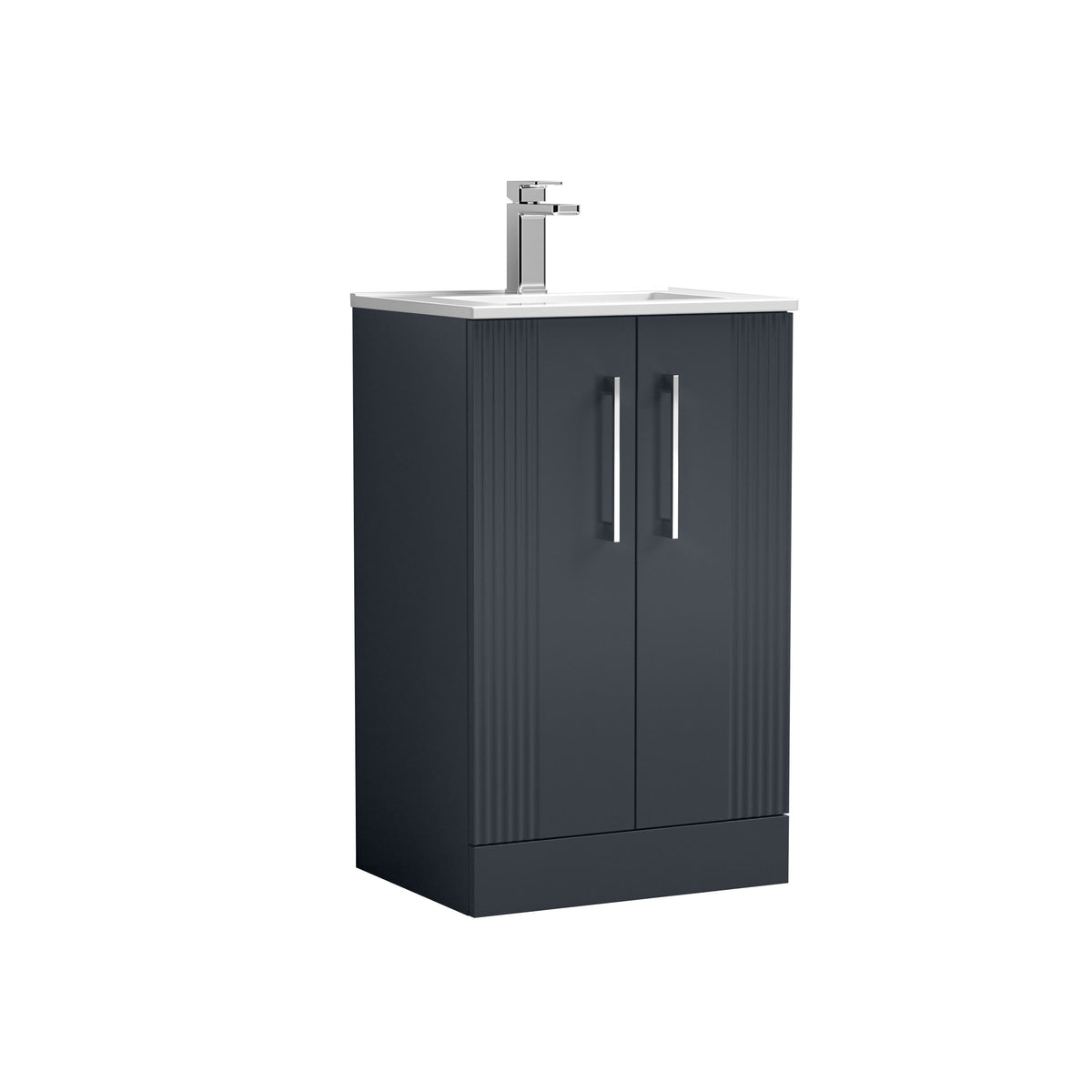 Nuie Deco 500mm 2 Door Floor Standing Vanity Unit With Minimalist Basin