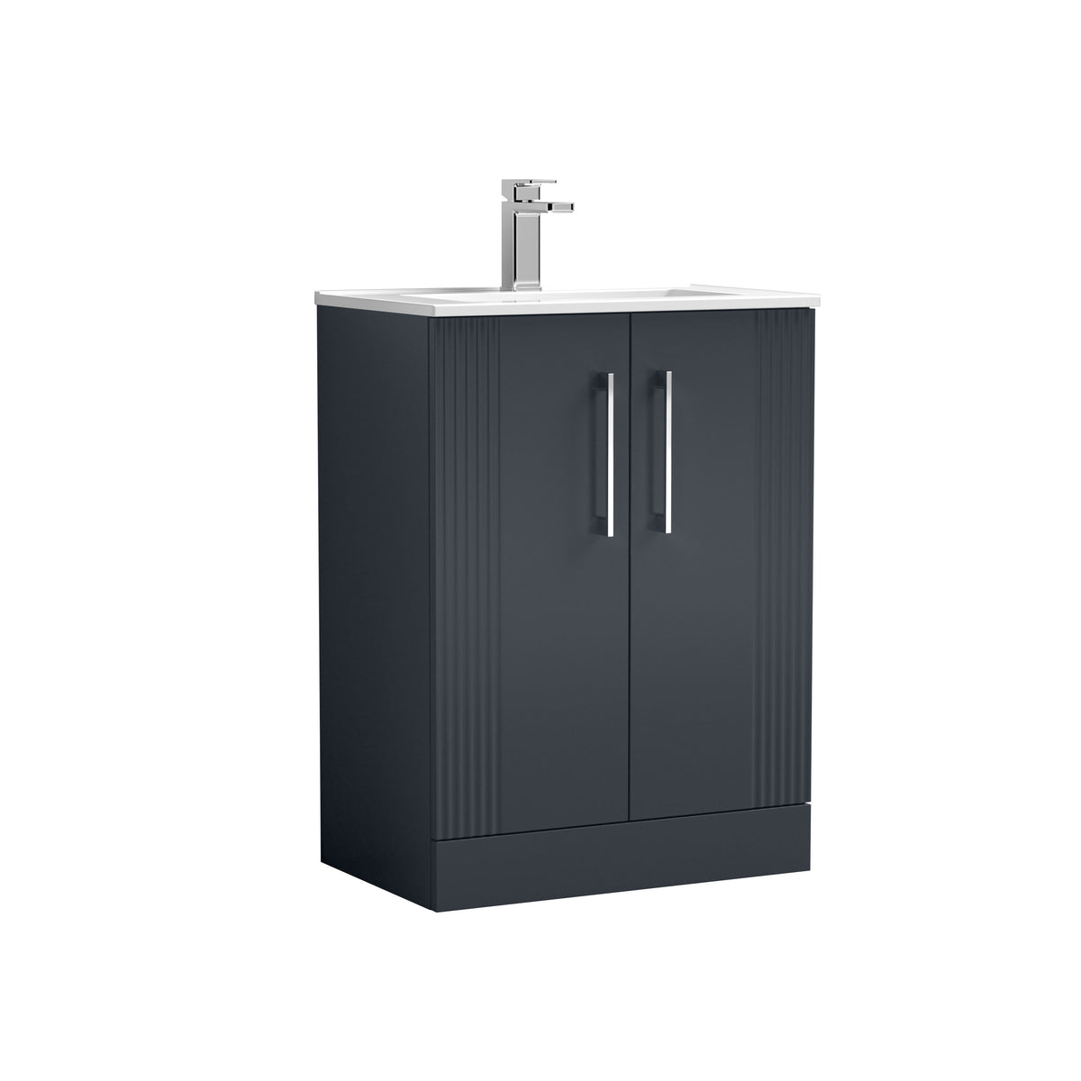 Nuie Deco 600mm 2 Door Floor Standing Vanity Unit With Minimalist Basin