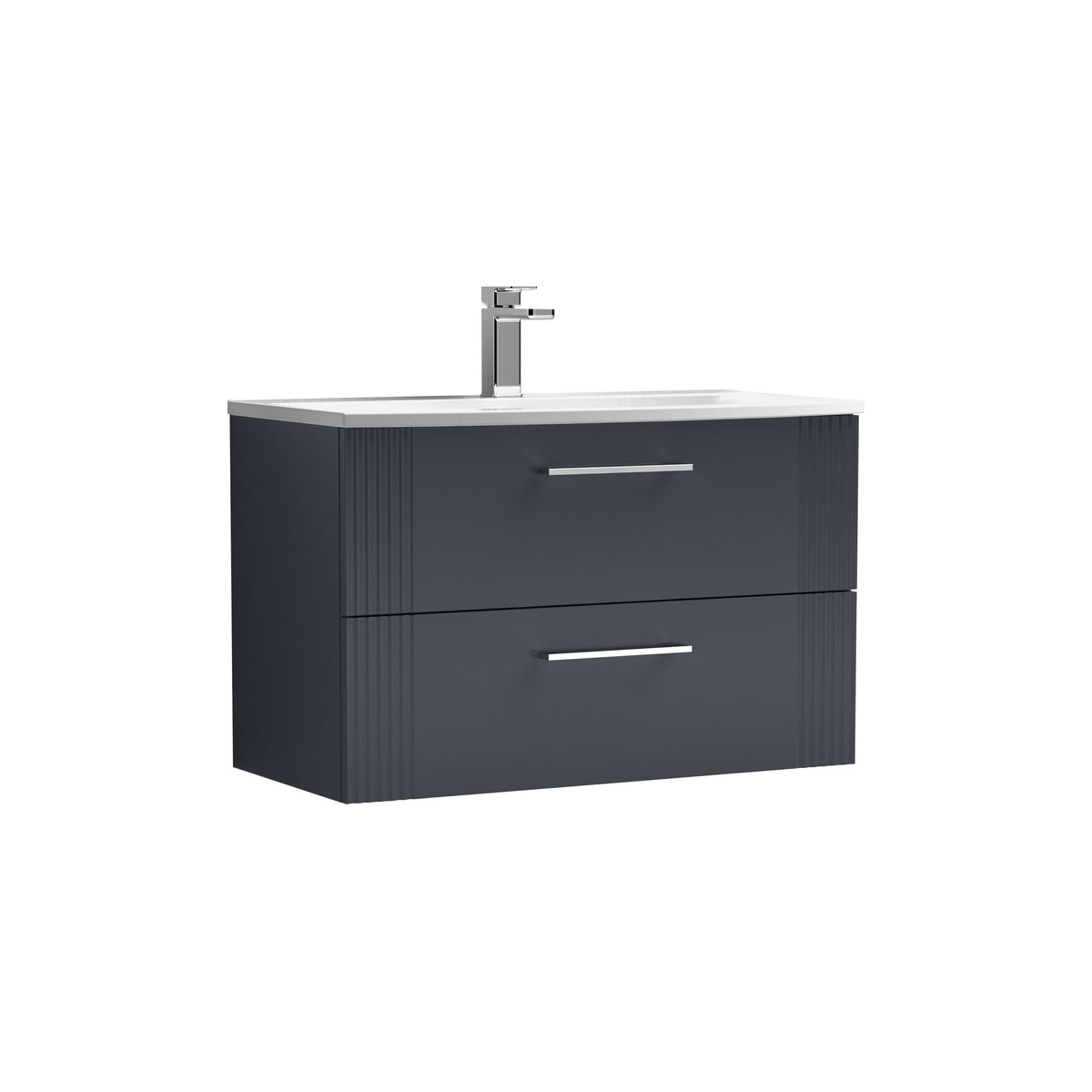 Nuie Deco 800mm 2 Drawer Wall Hung Vanity Unit With Curved Basin