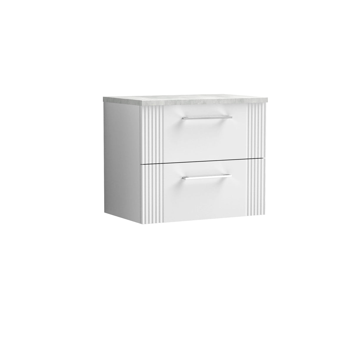 Nuie Deco 600mm 2 Drawer Wall Hung Vanity Unit With Bellato Grey Worktop