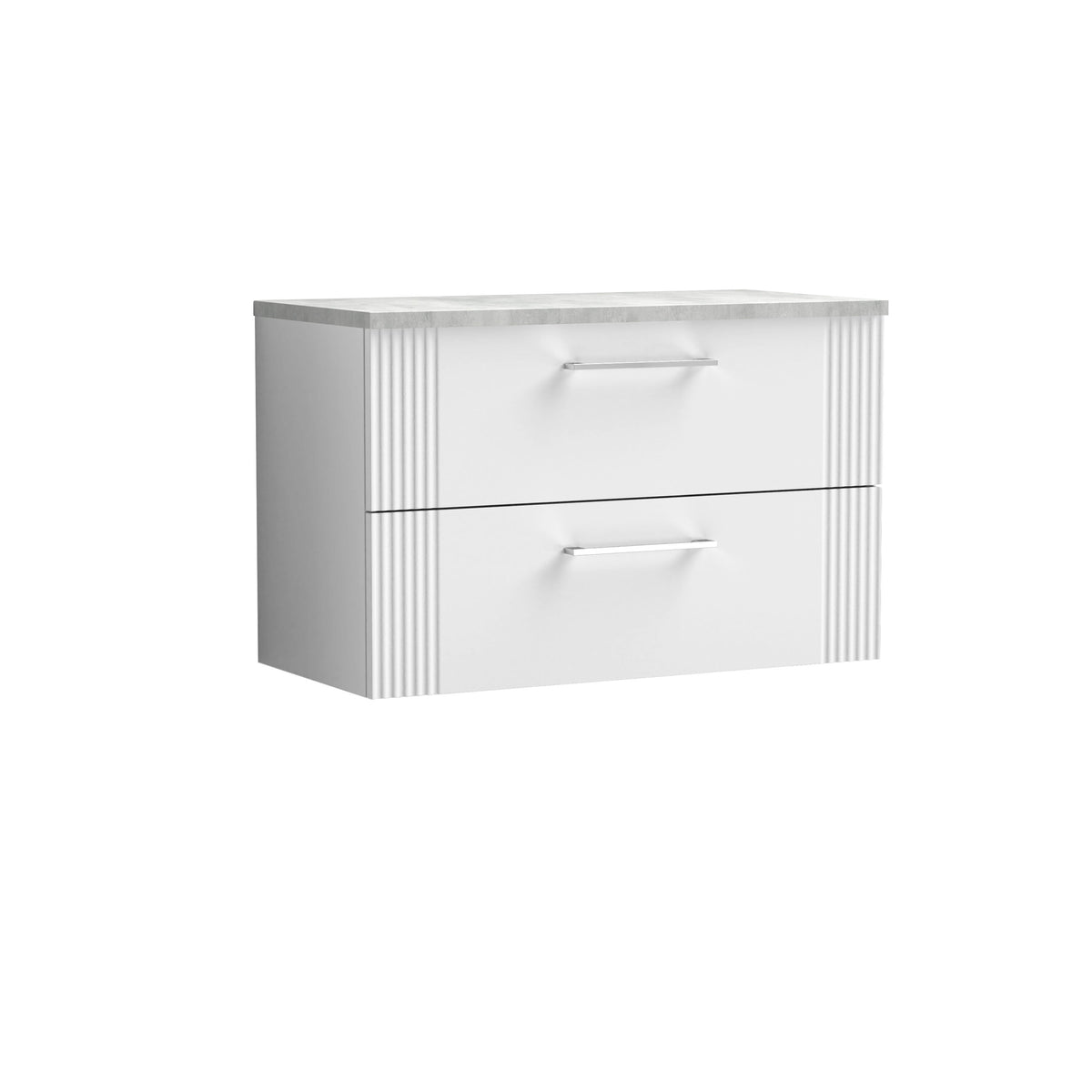 Nuie Deco 800mm 2 Drawer Wall Hung Vanity With Bellato Grey Worktop