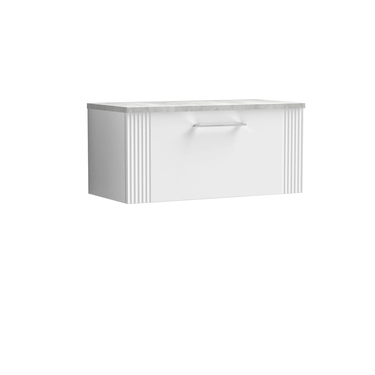 Nuie Deco 800mm 1 Drawer Wall Hung Vanity With Bellato Grey Worktop