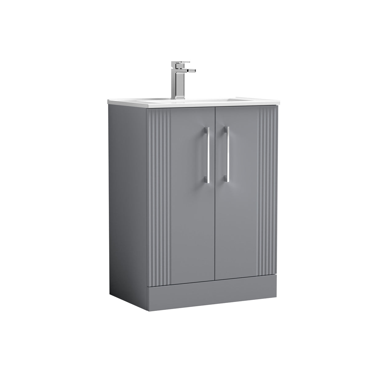 Nuie Deco 600mm 2 Door Floor Standing Vanity Unit With Minimalist Basin