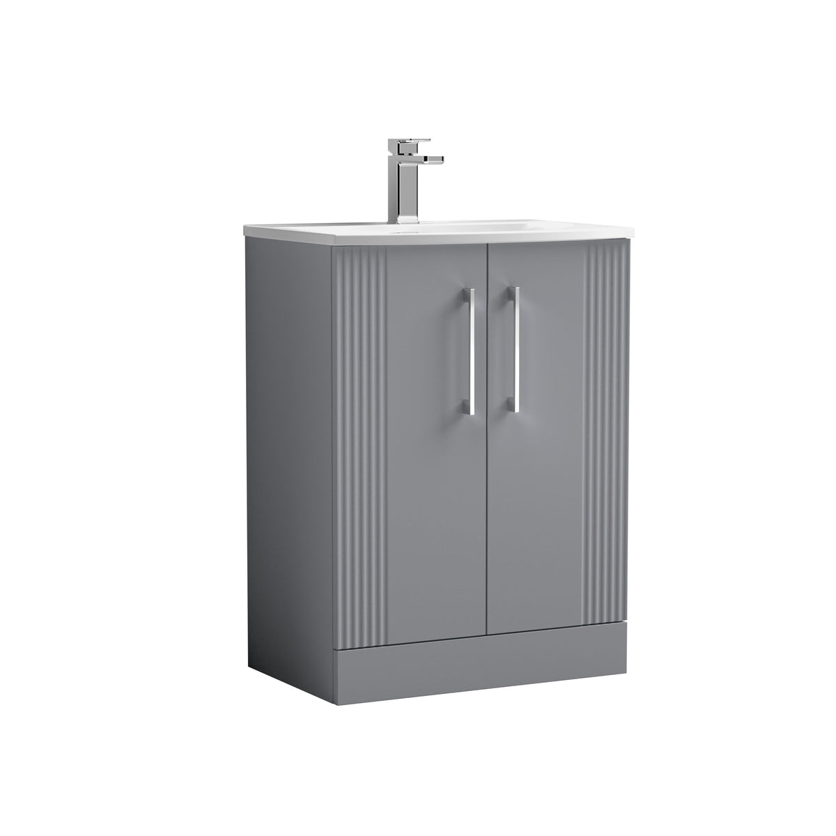 Nuie Deco 600mm 2 Door Floor Standing Vanity Unit With Curved Basin