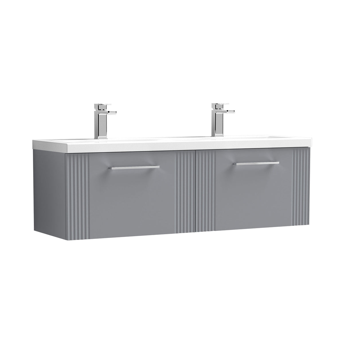 Nuie Deco 1200mm 2 Drawer Wall Hung Vanity Unit With 2 Tap Hole Ceramic Basin