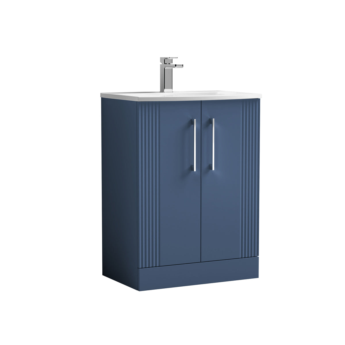 Nuie Deco 600mm 2 Door Floor Standing Vanity Unit With Curved Basin
