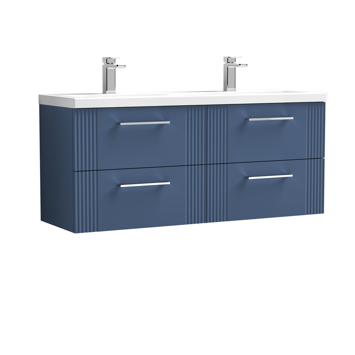 Nuie Deco 1200mm 4 Drawer Wall Hung Vanity Unit With 2 Tap Hole Ceramic Basin