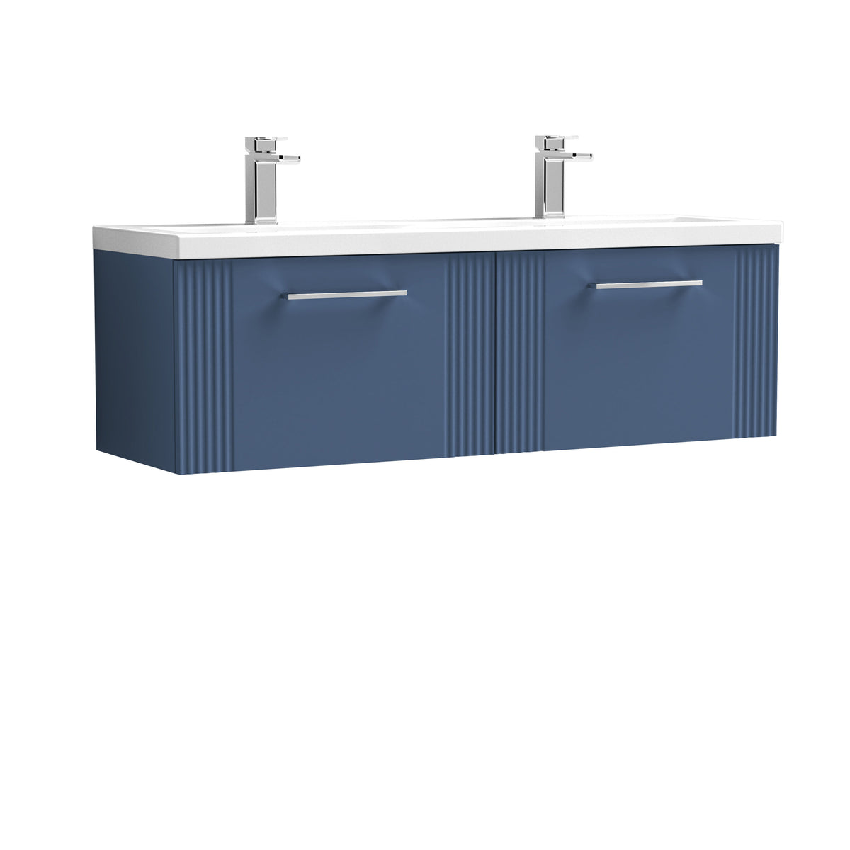 Nuie Deco 1200mm 2 Drawer Wall Hung Vanity Unit With 2 Tap Hole Ceramic Basin