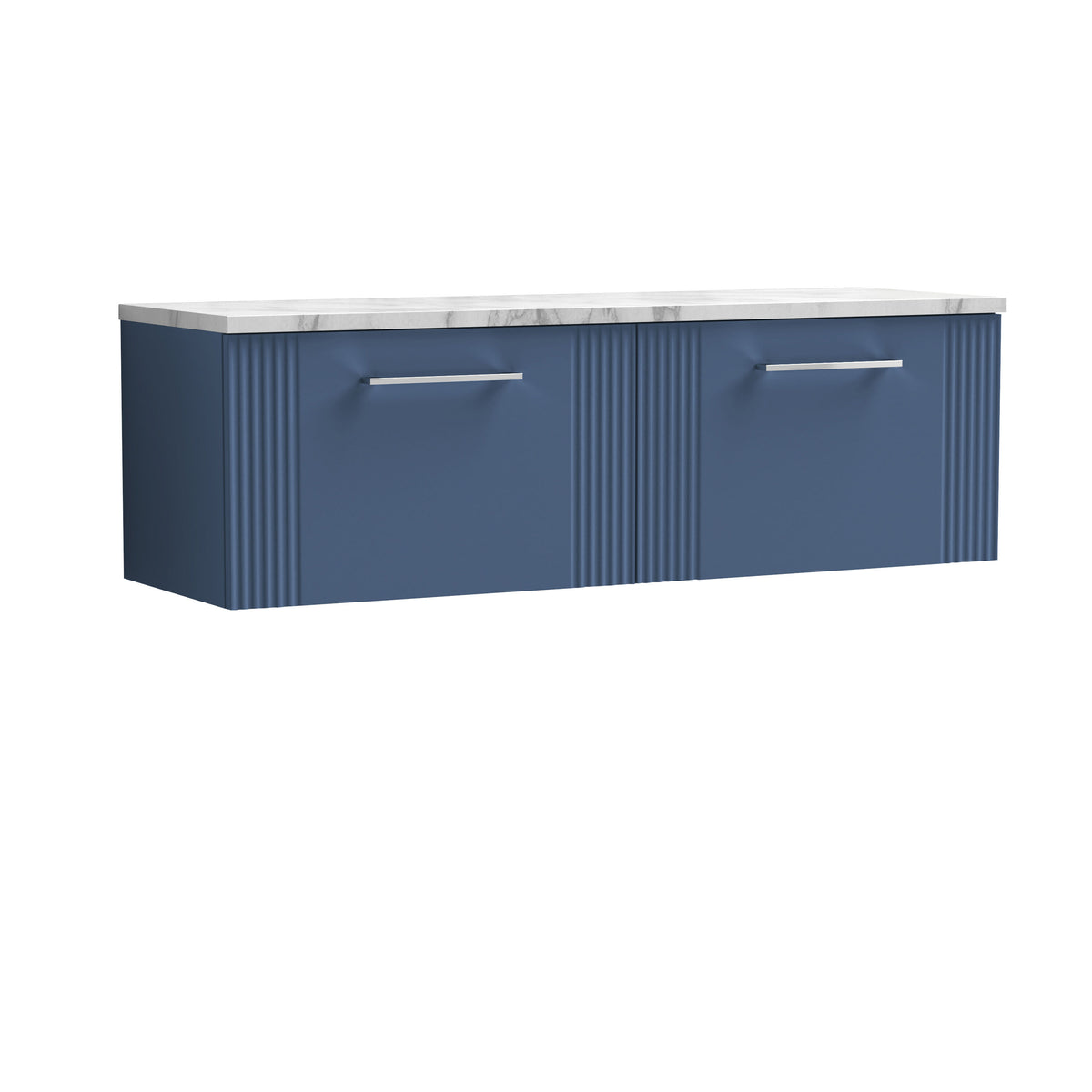 Nuie 1215mm 2 Drawer Wall Hung Vanity With Carrara Laminate Worktop