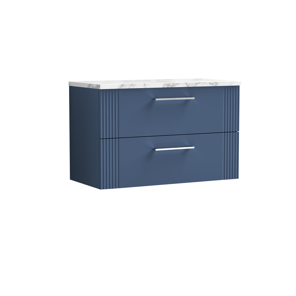 Nuie 800mm 2 Drawer Wall Hung Vanity Unit With Carrara Laminate Worktop