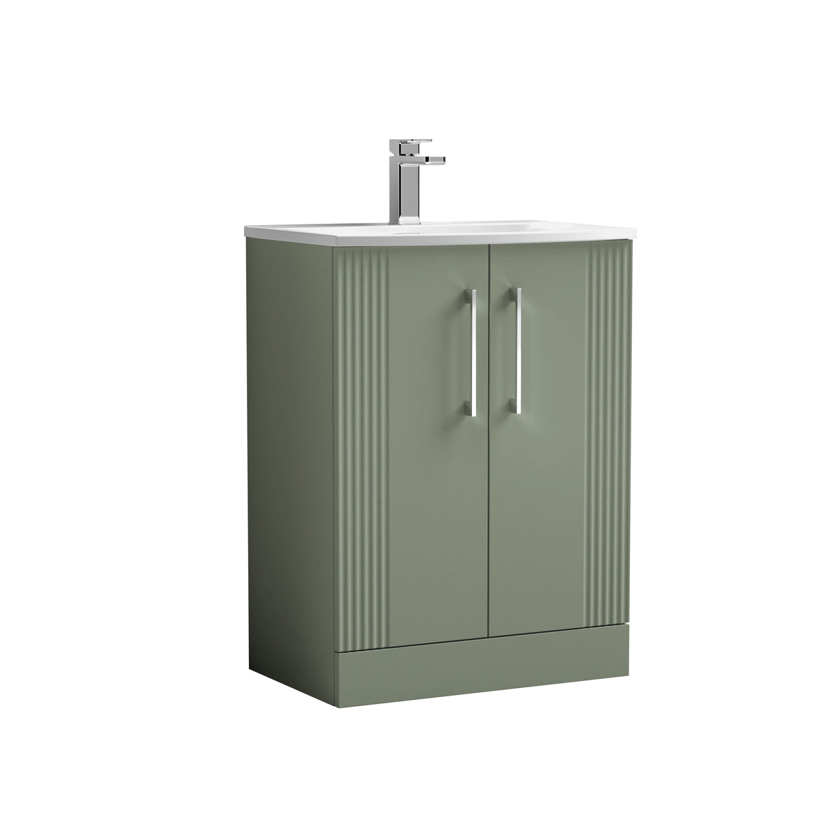 Nuie Deco 600mm 2 Door Floor Standing Vanity Unit With Curved Basin