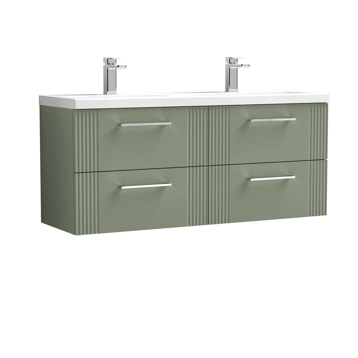 Nuie Deco 1200mm 4 Drawer Wall Hung Vanity Unit With 2 Tap Hole Ceramic Basin