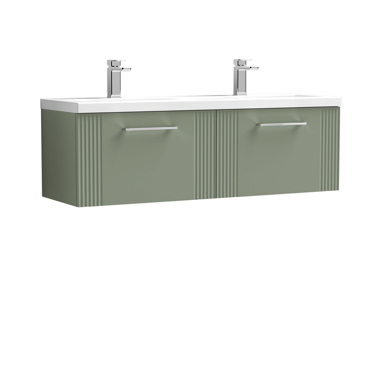 Nuie Deco 1200mm 2 Drawer Wall Hung Vanity Unit With 2 Tap Hole Ceramic Basin