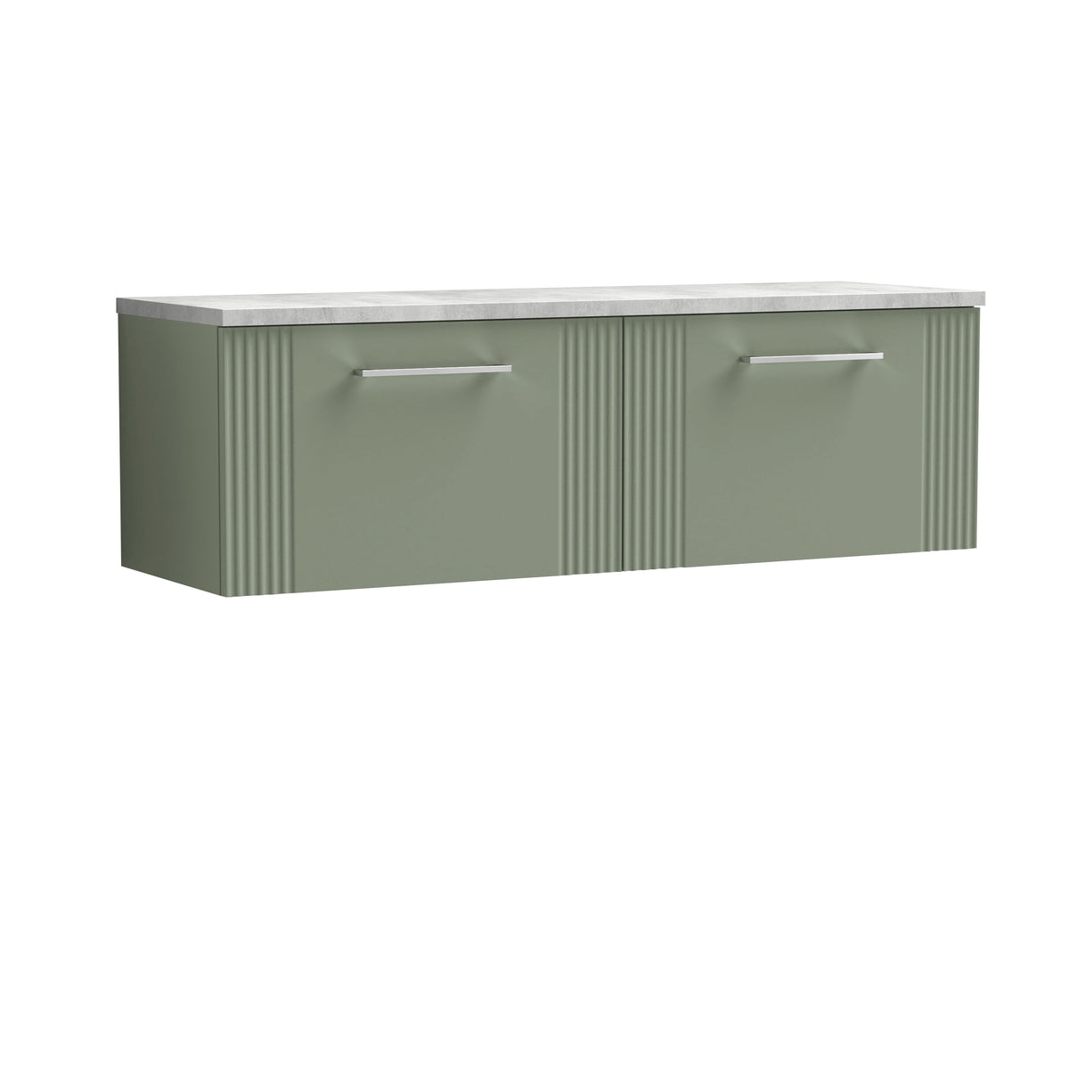 Nuie 1200mm Wall Hung Part Fluted Vanity Unit With Bellato Grey Worktop