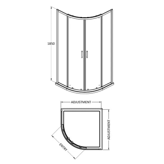 Rene 800mm Quadrant Shower Enclosure, Tray & Round Shower Package - Matt Black