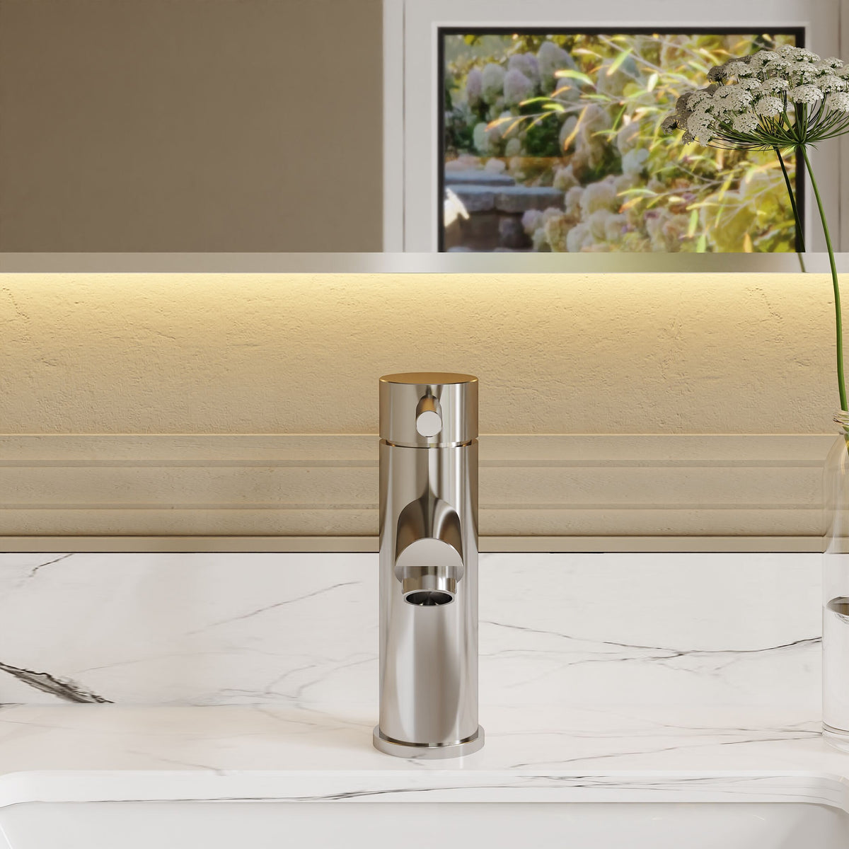 nuie Series Two Chrome Mono Basin Mixer With Push Button Waste - Lifestyle image