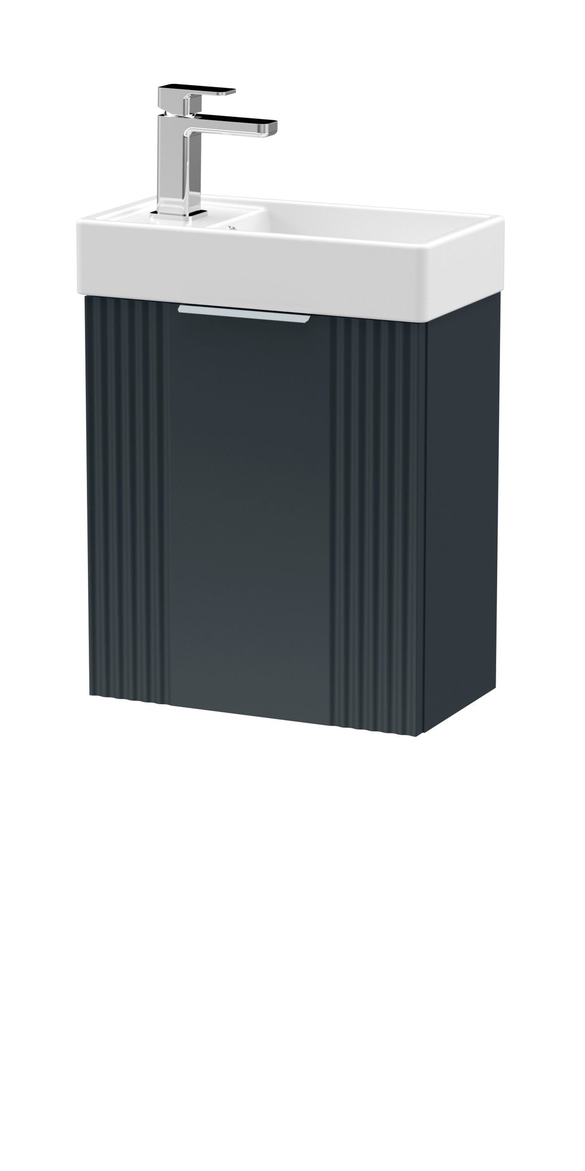 Nuie Deco Compact 400mm 1 Door Wall Hung Vanity Unit With Ceramic Basin