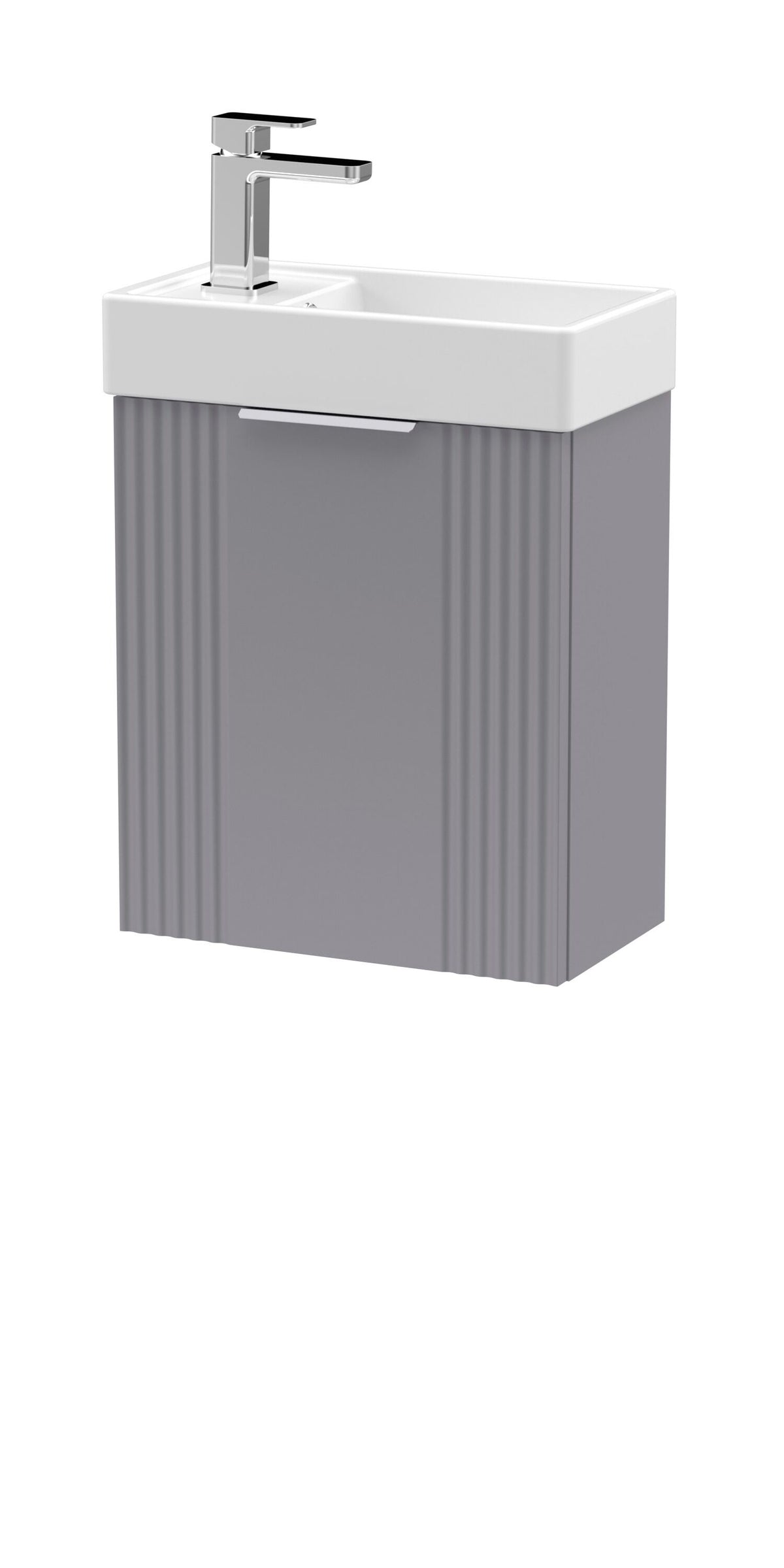 Nuie Deco Compact 400mm 1 Door Wall Hung Vanity Unit With Ceramic Basin