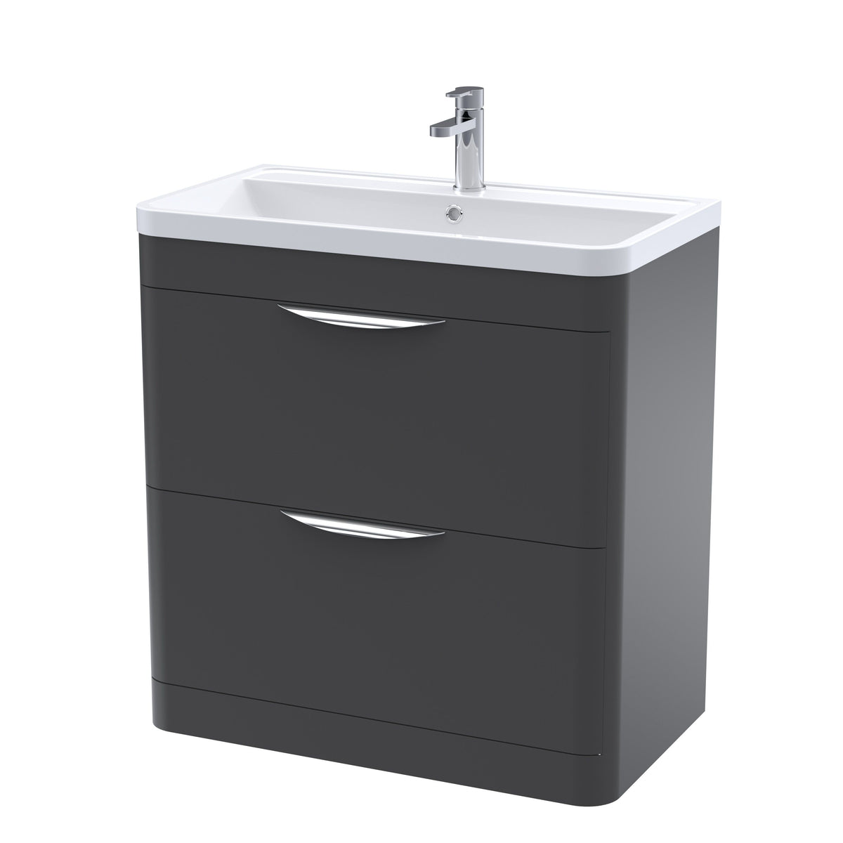 Nuie Parade 800mm 2 Drawer Floor Standing Vanity Unit With Polymarble Basin
