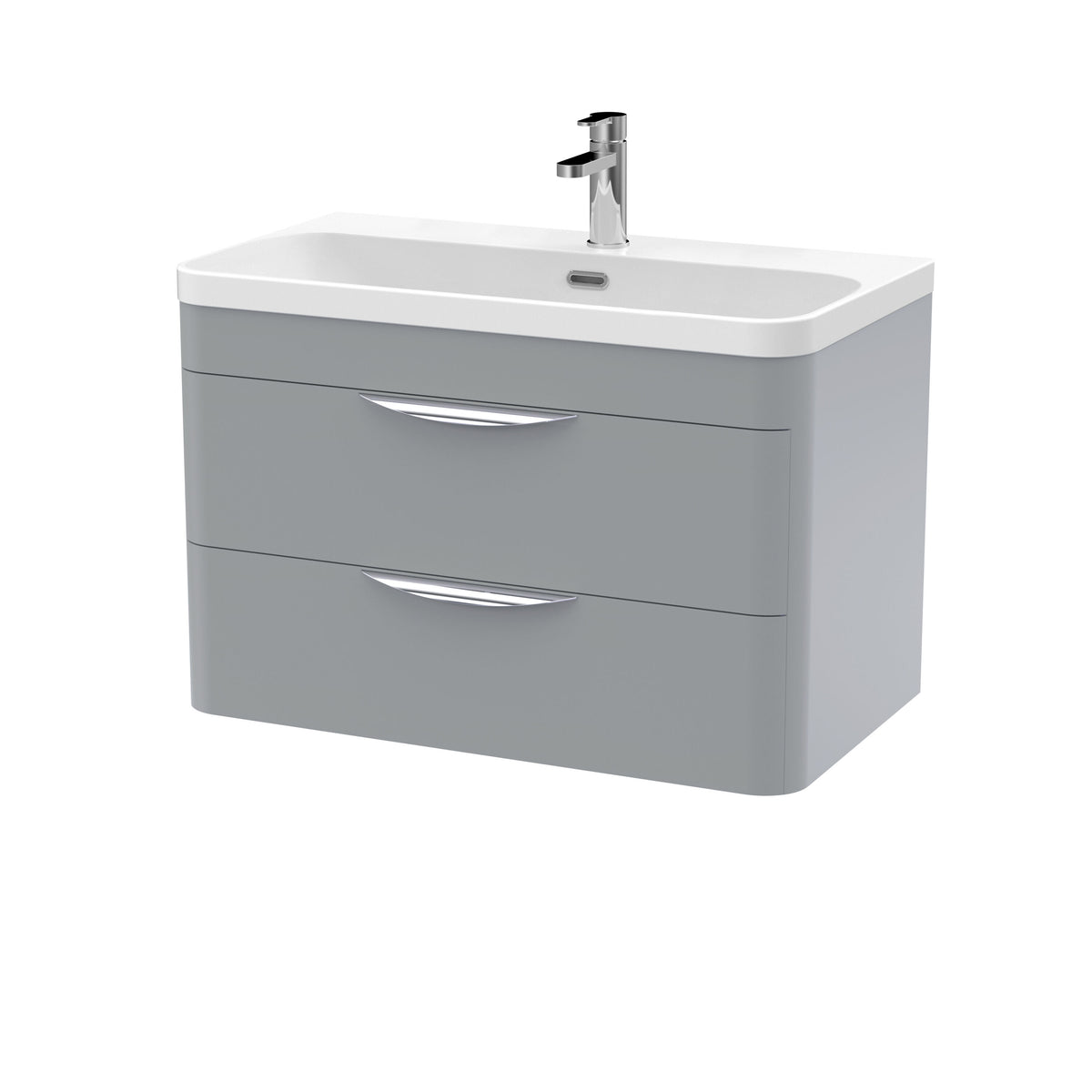 Nuie Parade 800mm 2 Drawer Wall Hung Vanity Unit With Thin Edge Basin
