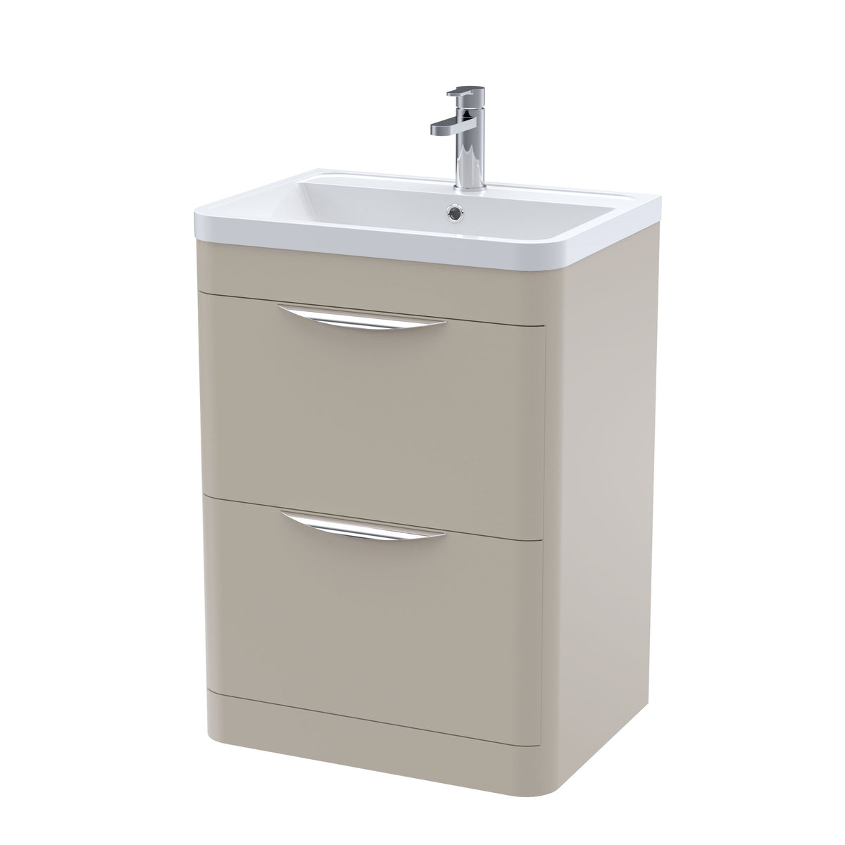 Nuie Parade 600mm 2 Drawer Floor Standing Vanity Unit With Polymarble Basin