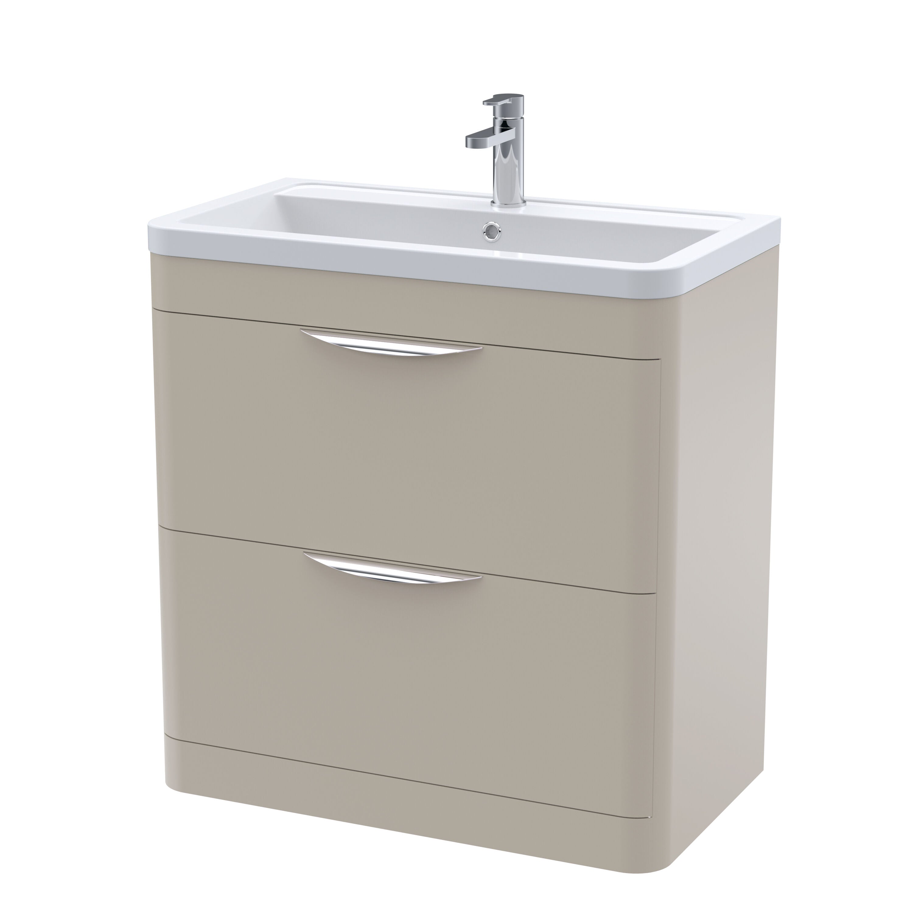 nuie Parade 800mm Pebble Grey 2 Drawer Floor Standing Vanity Unit With Basin