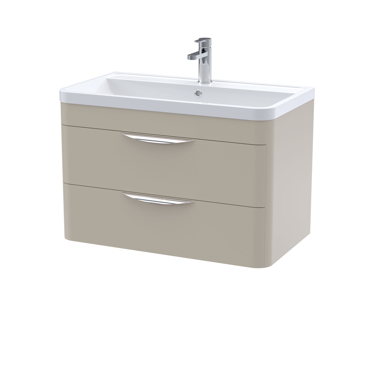 Nuie Parade 800mm 2 Drawer Wall Hung Vanity Unit With Polymarble Basin
