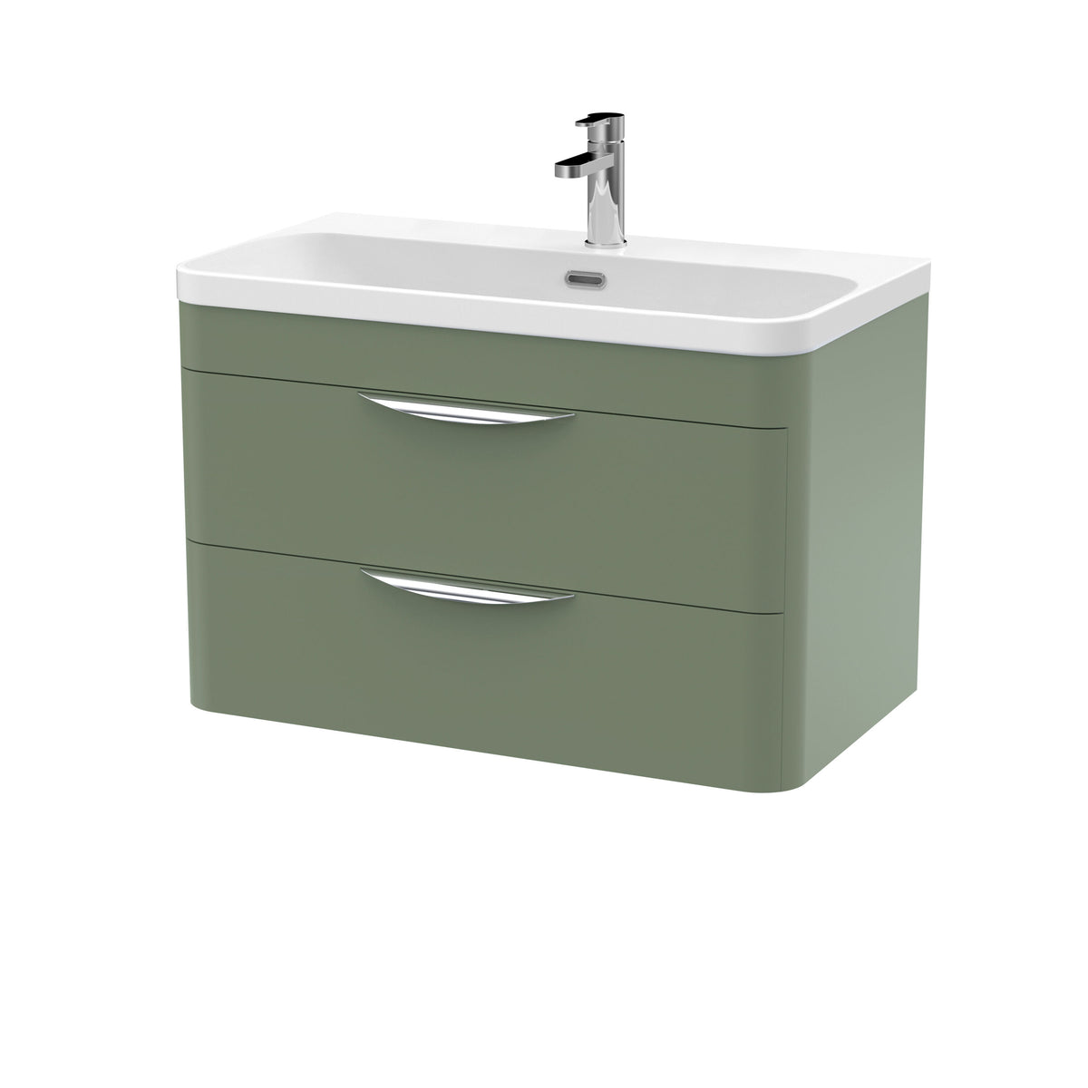 Nuie Parade 800mm 2 Drawer Wall Hung Vanity Unit With Thin Edge Basin