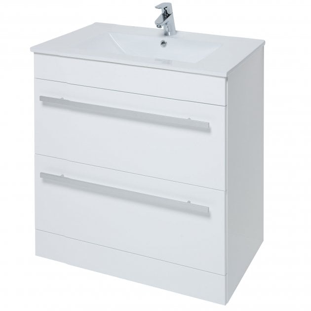 Purity 800mm 2 Drawer Floor Standing Unit White - FUR045PU