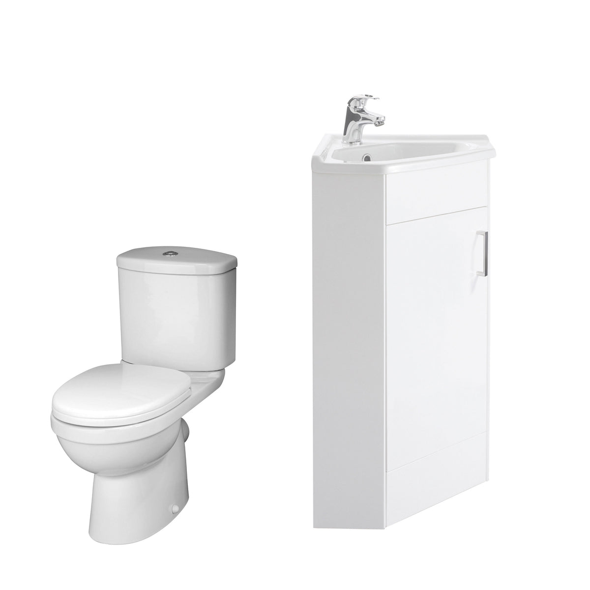Compact 555mm Floor Standing Cloakroom Package - Gloss White