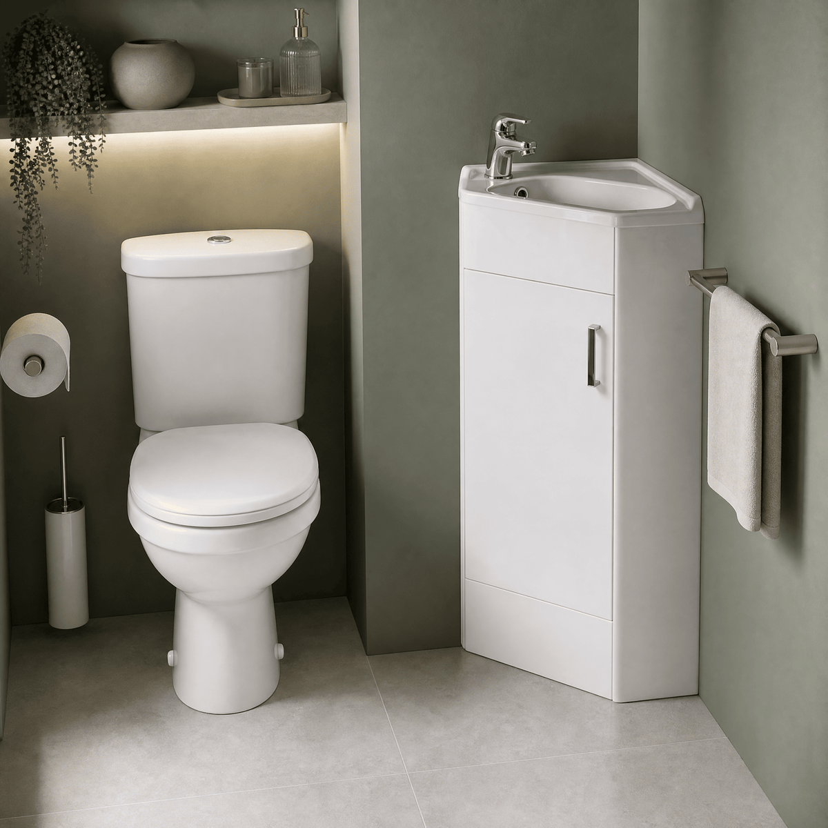 Compact 555mm Floor Standing Cloakroom Package - Gloss White