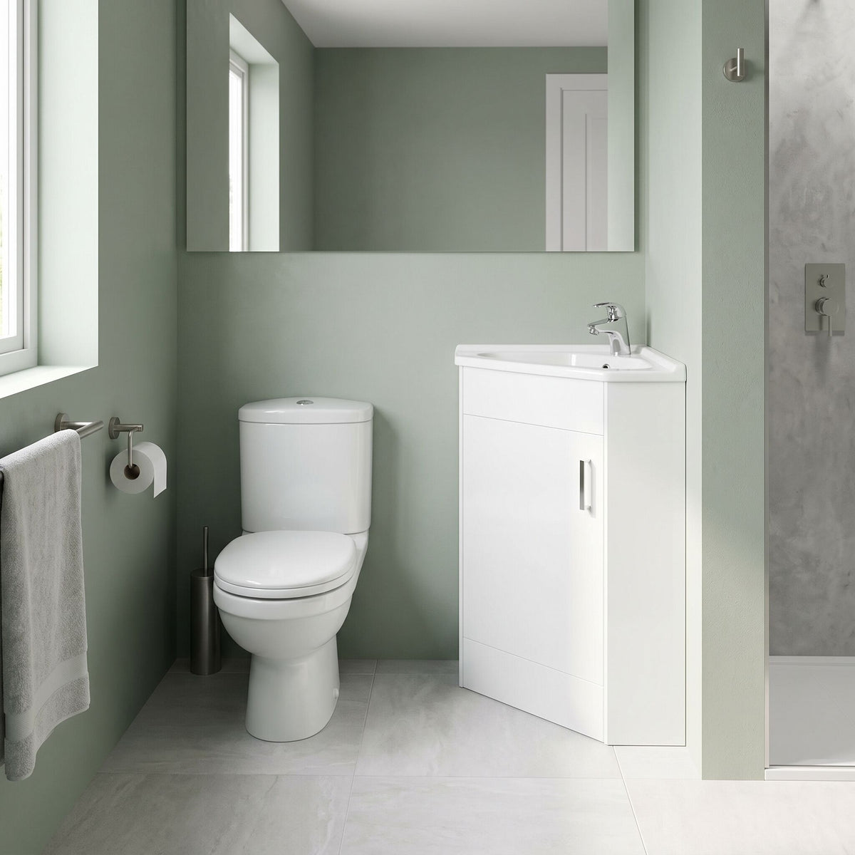 Compact 555mm Floor Standing Cloakroom Package - Gloss White