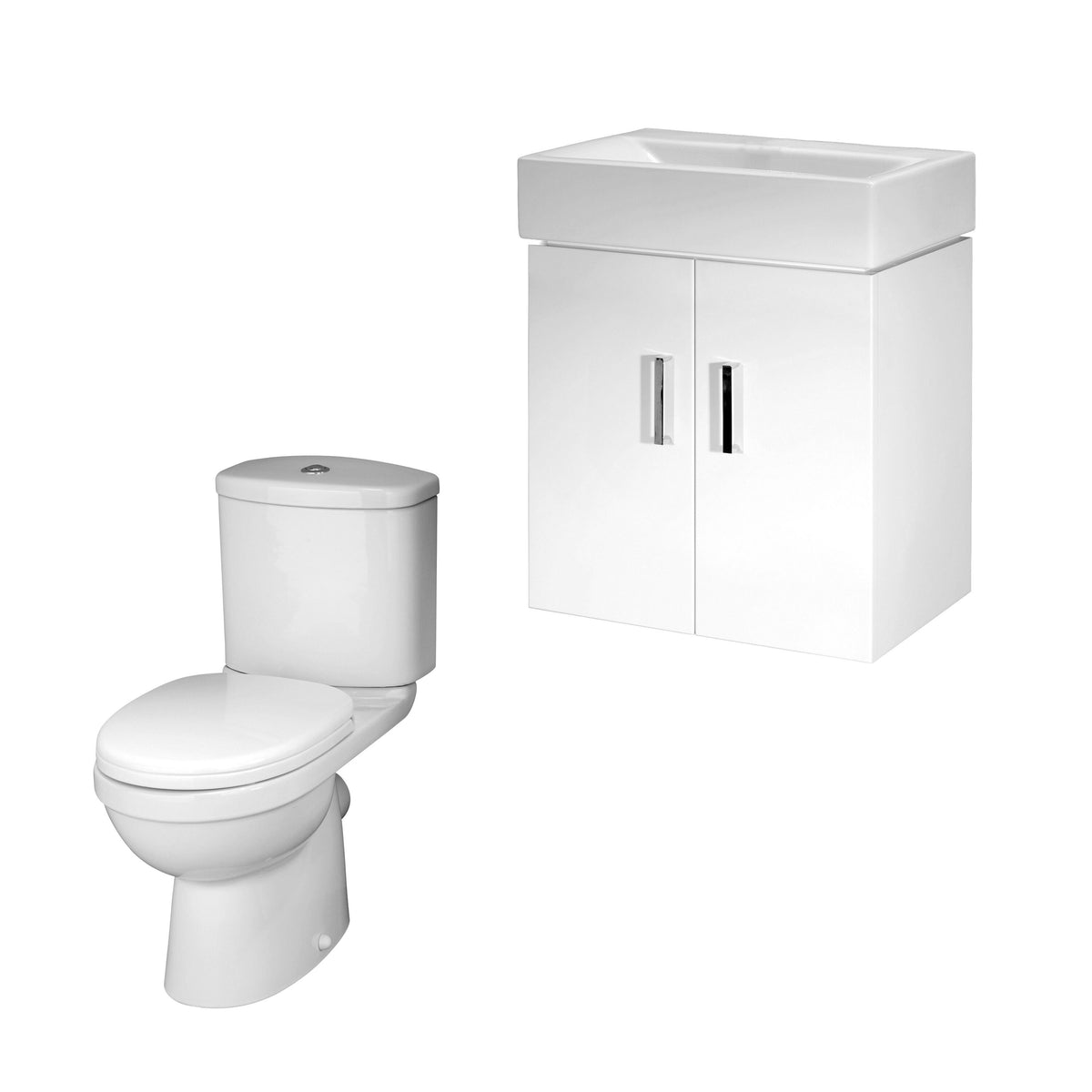 Compact 450mm Wall Hung Cloakroom Package - Gloss Grey