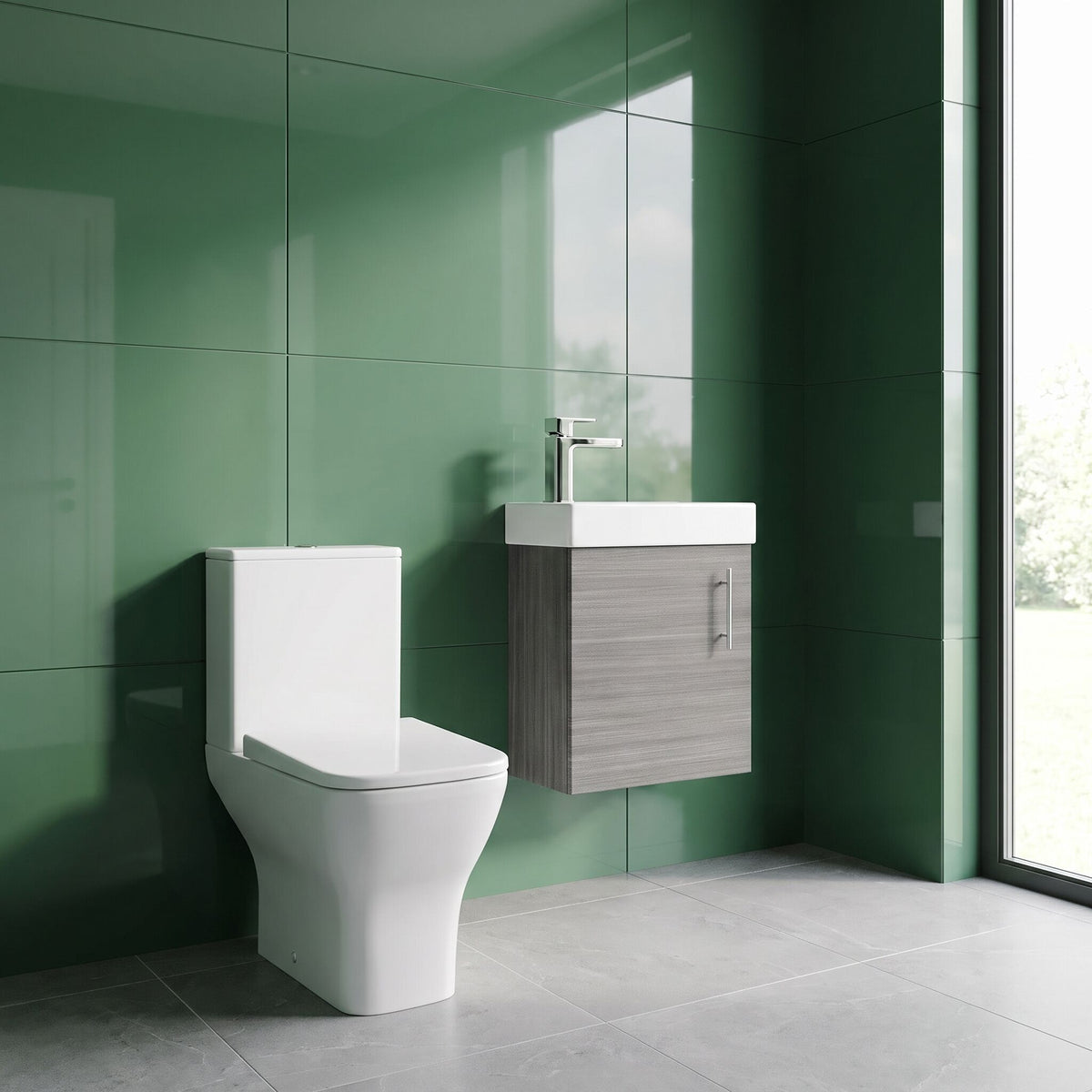 Compact 400mm Wall Hung Cloakroom Package - Gloss White